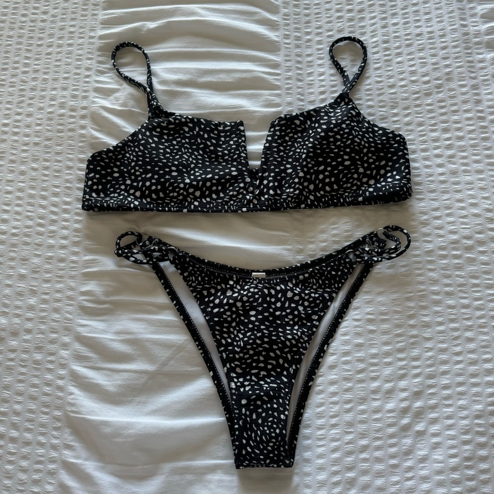 SHEIN Black and White Polka Dot Bikini Set